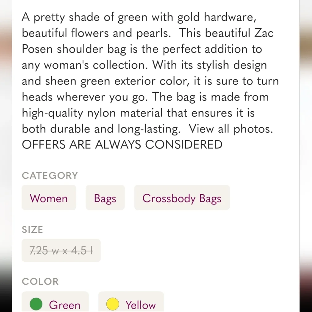 Zac Posen Mustard Yellow Leather Crossbody with White Floral Appliqué - Picture 14 of 14